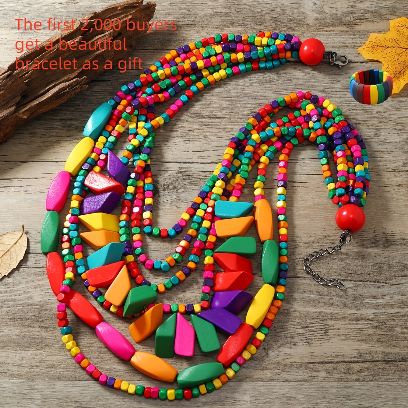Ethnic Beads Sweater Chain Necklace